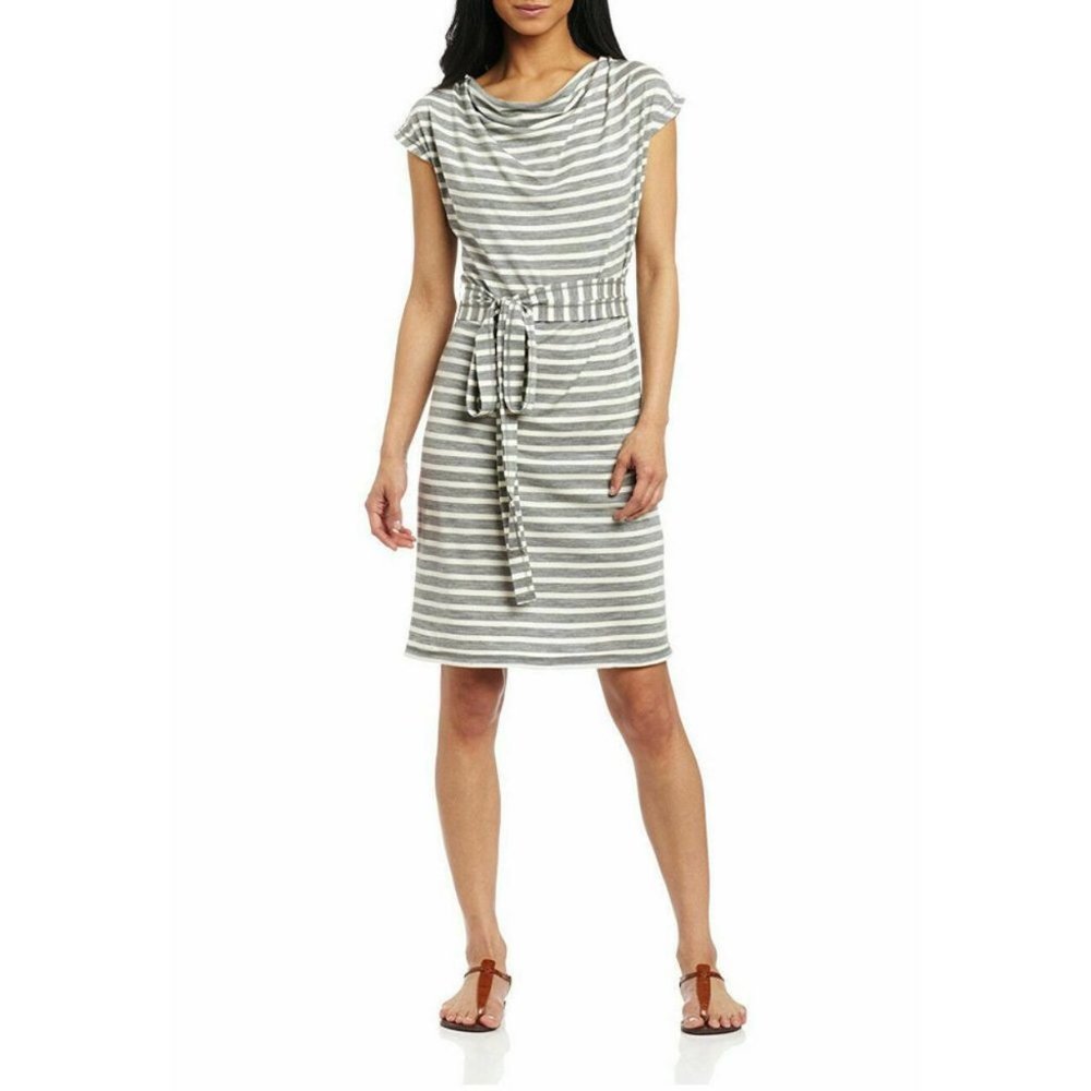 Icebreaker merino Gray Sheath Midi Dress with Cowl Neck